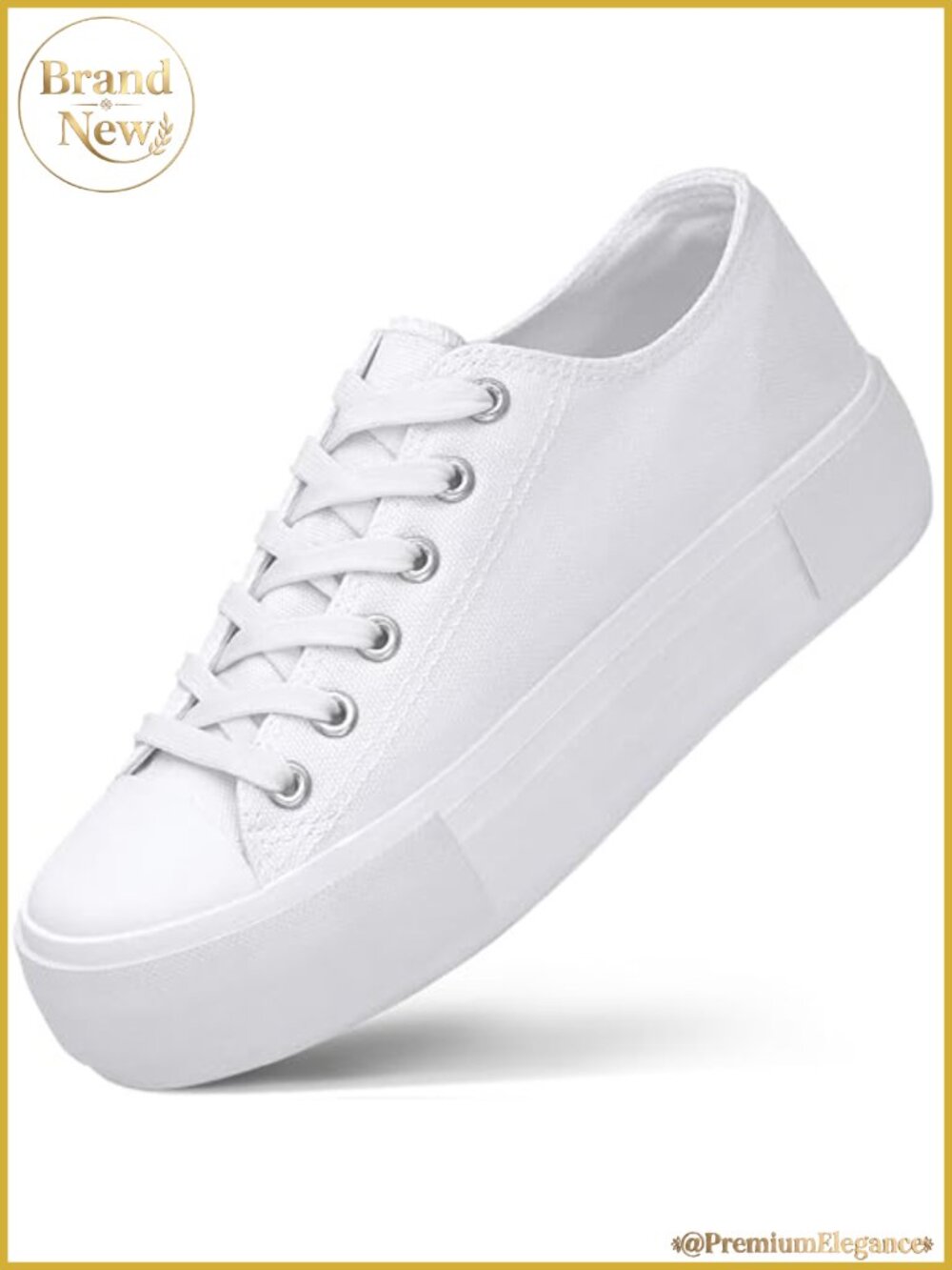 Women's Platform Sneakers Canvas Low Top, 4cm Height Incre Chunky Shoes